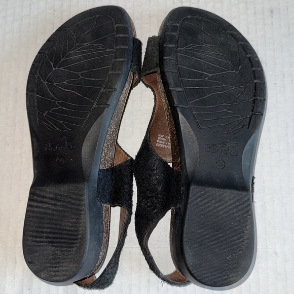 Dansko Reece Black Brushed Suede Toe Loop Sandals - Picture 10 of 12